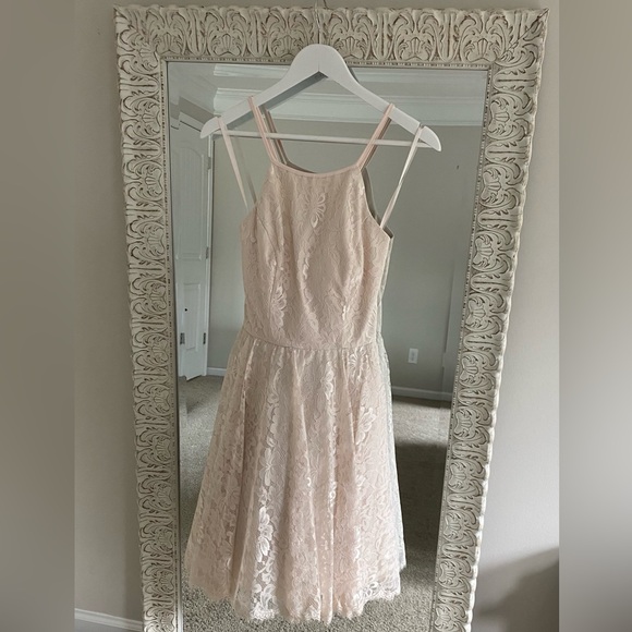 Blush Lace Halter Dress - Picture 1 of 2
